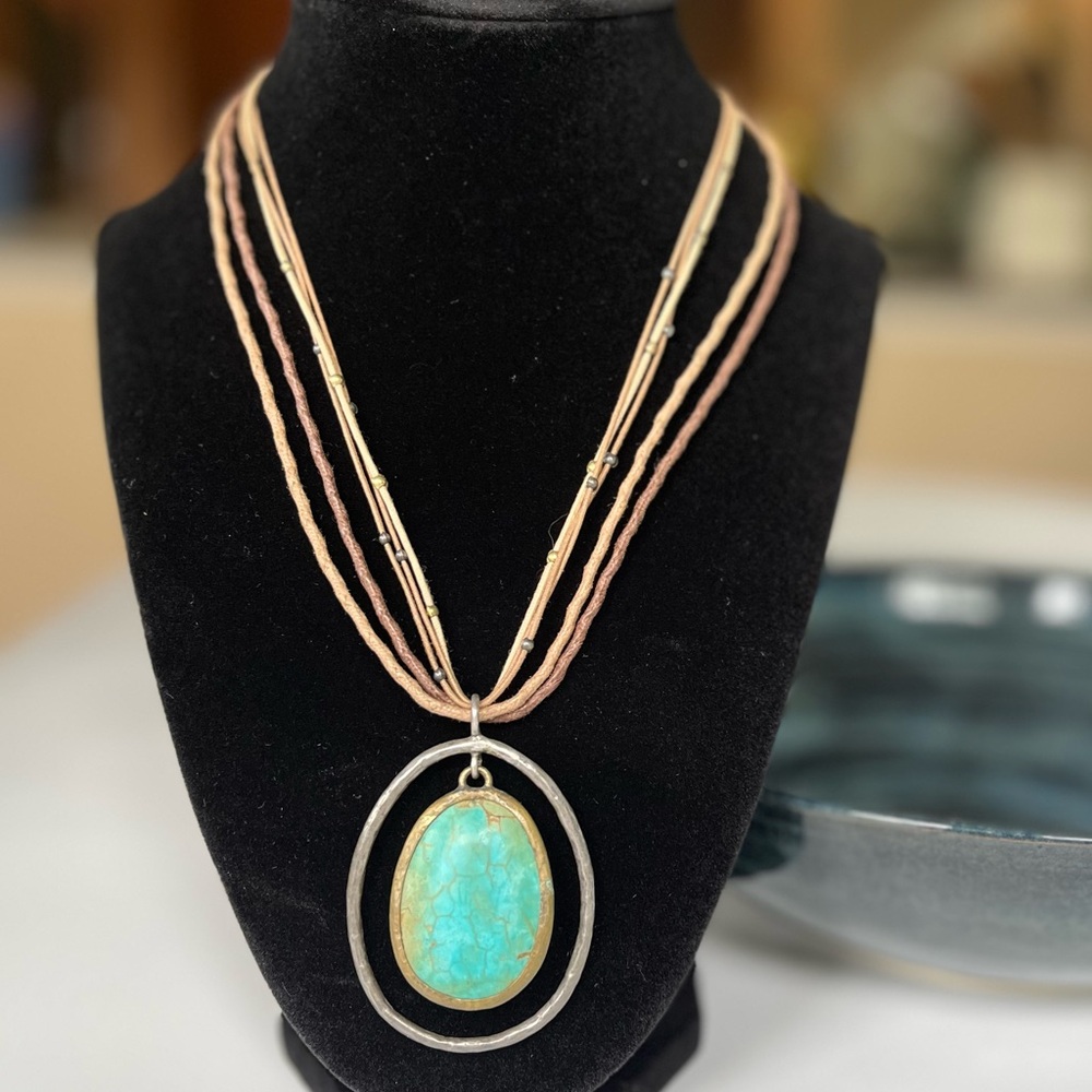 Silpada Blue and Silver Necklace with Intricate Designs